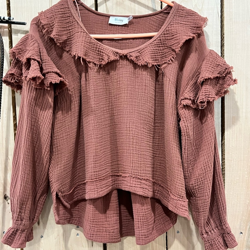 Bluivy Pink Ruffled Long Sleeve